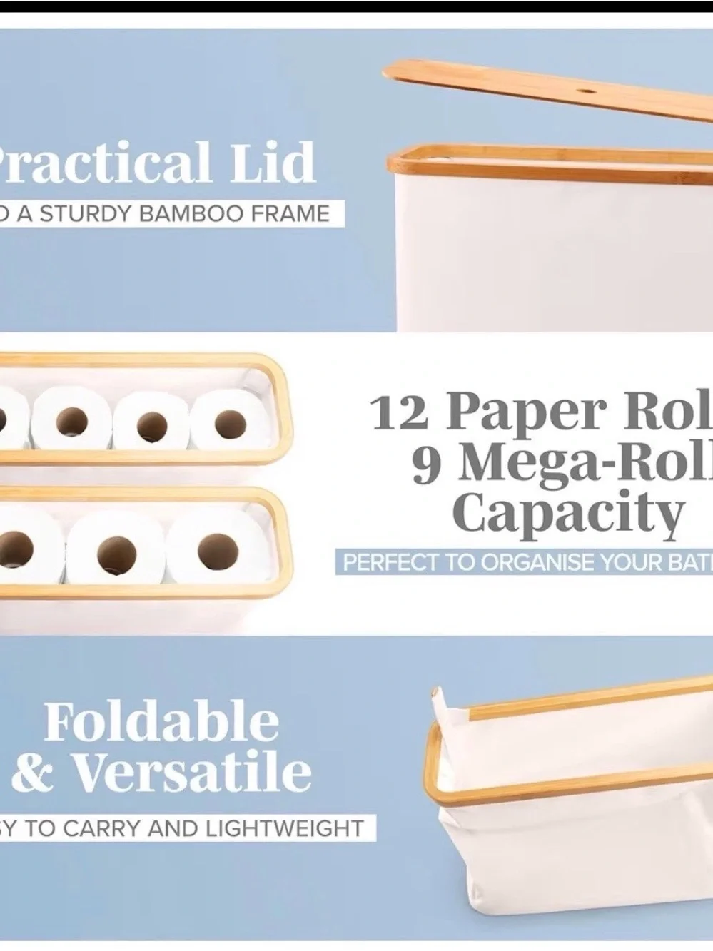 Lonbet Bamboo Toilet Paper Storage BLACK